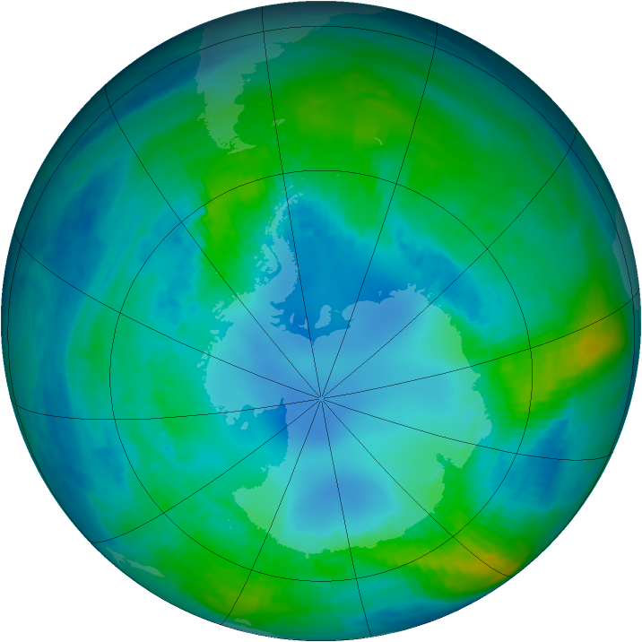 Antarctic ozone map for 27 April 1984